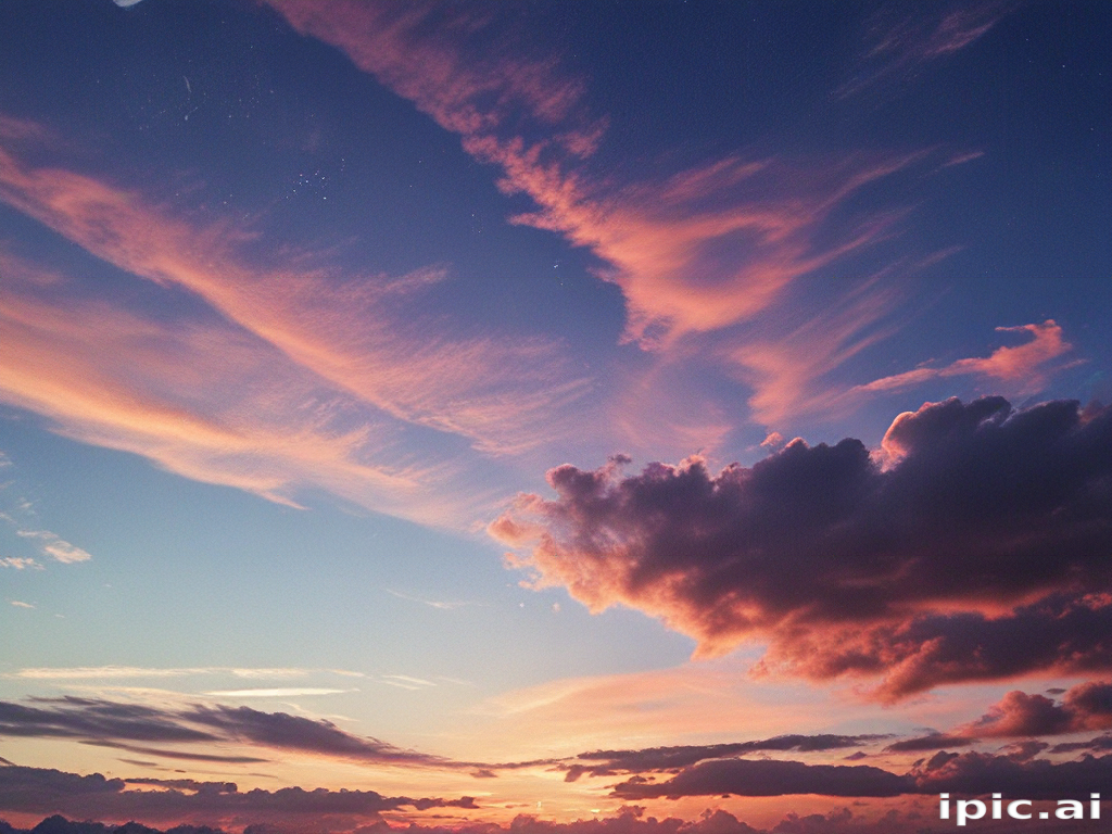 Vibrant Sunset Sky Filled with Colorful Clouds and Soft Light