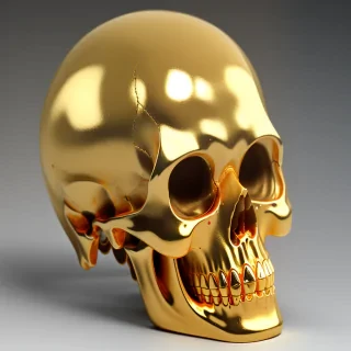 transparent gold skull