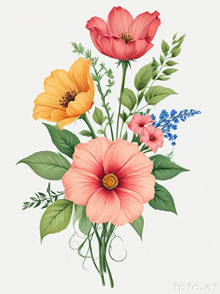 Colorful Floral Arrangement Featuring Vibrant Flowers and Lush Greenery