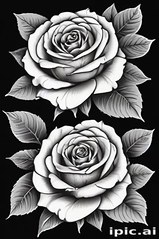 roses clipart black and white