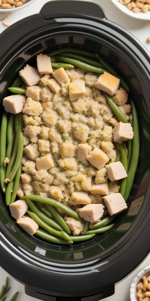 slow cooker chicken stuffing green beans