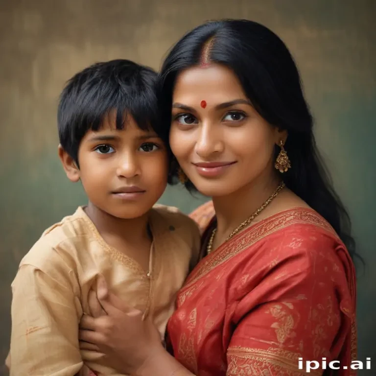 mom and son indian