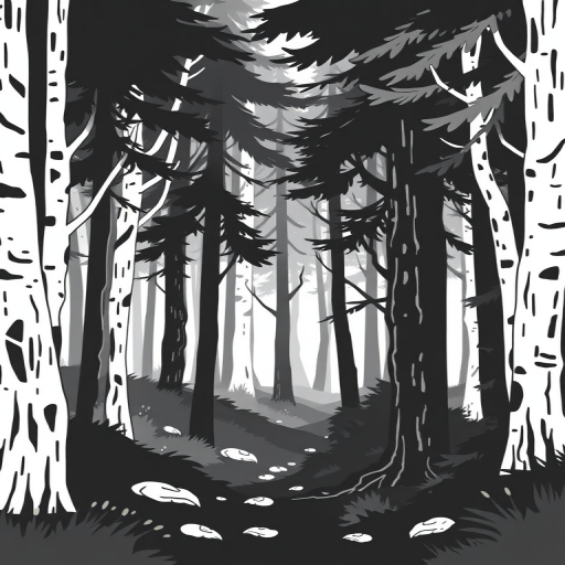 forest clipart black and white