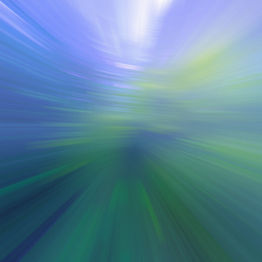 Generate an abstract image with vibrant colors of blue, green, and purple, captured using a DSLR camera at f/8 aperture, ISO 200, 24mm focal length, with a motion blur effect, taken from a wide-angle perspective.