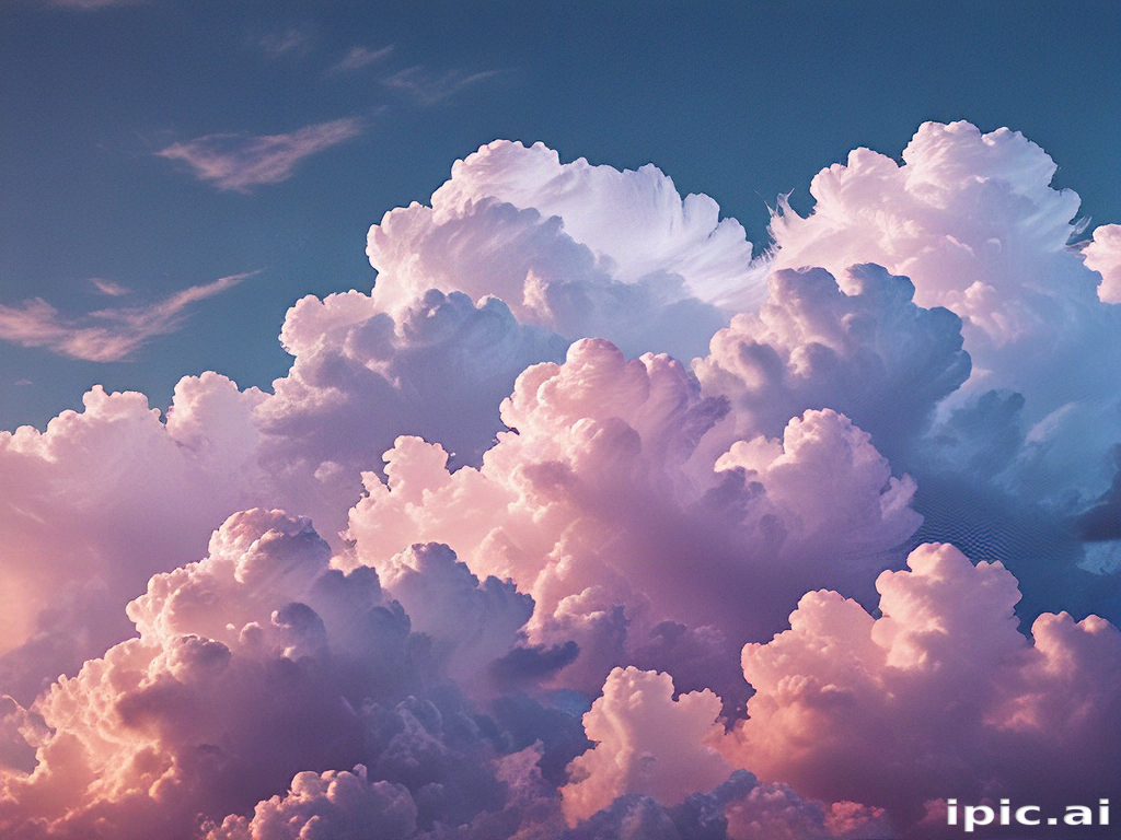 Majestic Clouds Bathed in Soft Pastel Hues Against a Serene Sky