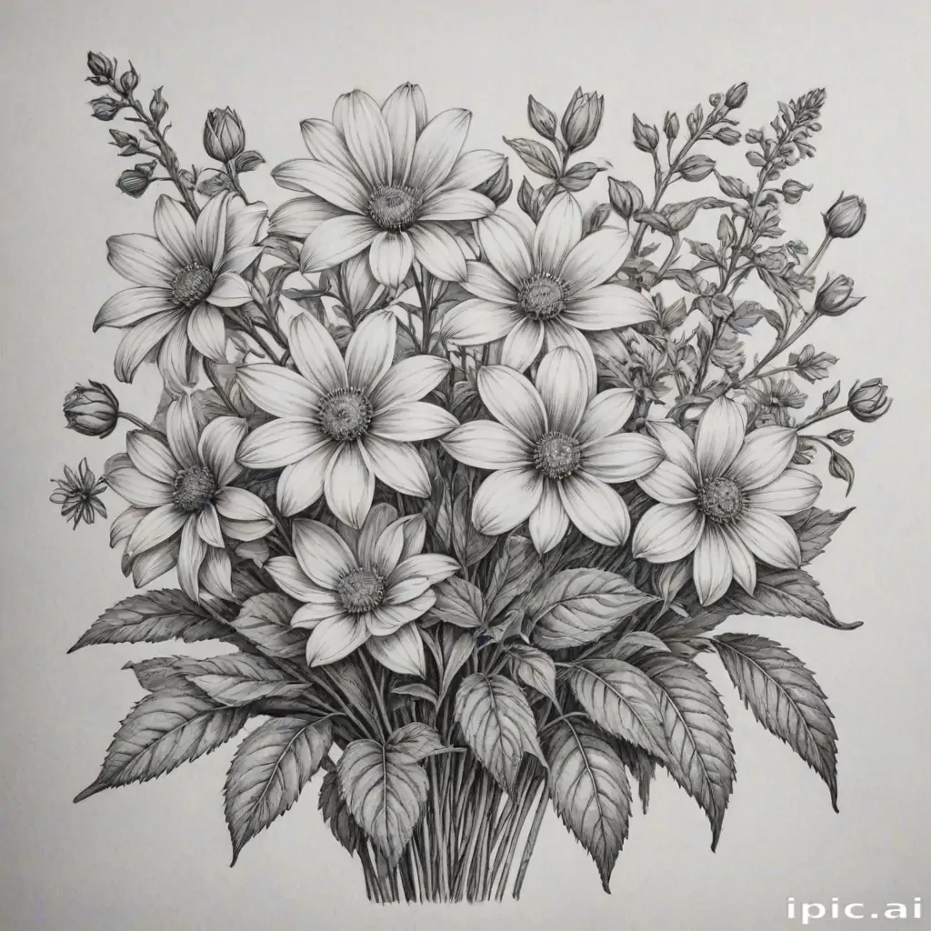 pencil drawing flowers