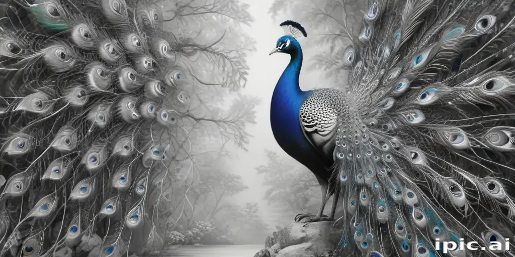 peacock black and white