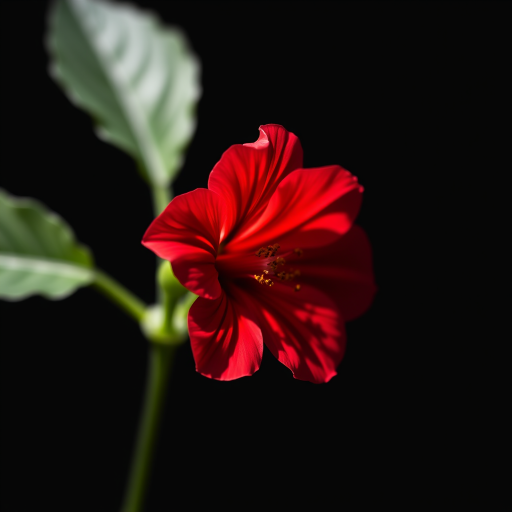 close-up of a vibrant red flower against a dark background, captured with a Canon EOS 5D Mark IV, aperture f/2.8, ISO 100, 85mm lens, natural light, shallow depth of field, high contrast
