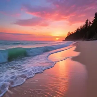 pink beach sunset