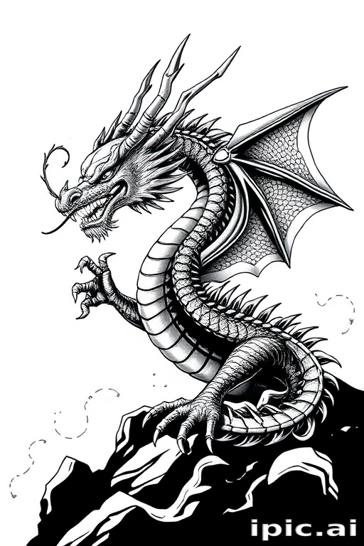 dragon black and white
