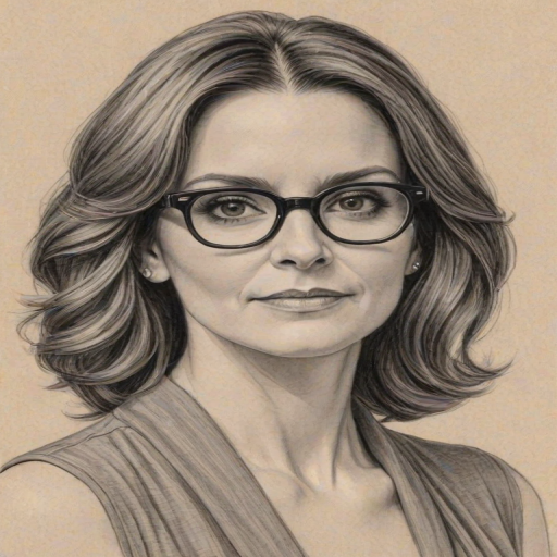 Elegant Tina Fey, pencil sketch, portrait of Captivating woman 1925s in glasses, hair style beatnik, outline, clear lines, fine lines, 8k
