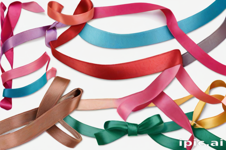 Colorful Assortment of Ribbons in Various Textures and Shades