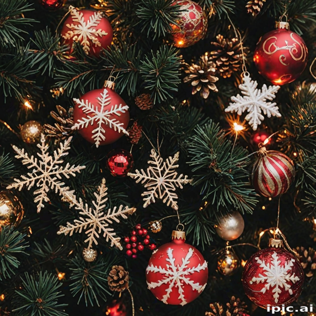 Beautifully Decorated Christmas Tree with Red Ornaments and Snowflake ...