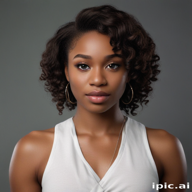 Beautiful Portrait of a Young Woman with Elegant Curly Hair and Natural ...