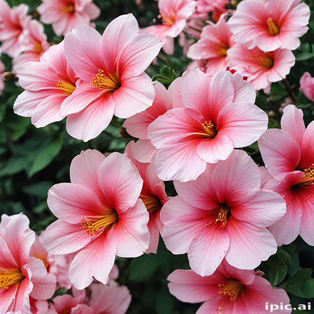Vibrant Pink Hibiscus Flowers Blooming Beautifully in a Lush Garden Setting