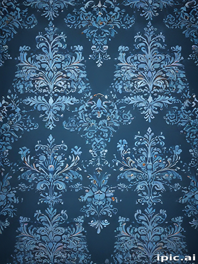 Intricate Blue Floral Pattern on a Deep Navy Background Design