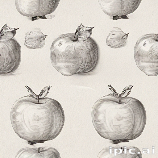 A Collection of Hand-Drawn Apples Displaying Different Shapes and Textures.