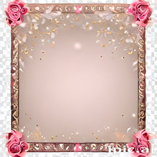 Elegant Floral Frame with Soft Colors and Decorative Rose Accents