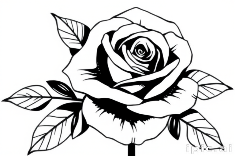 black and white rose clip art