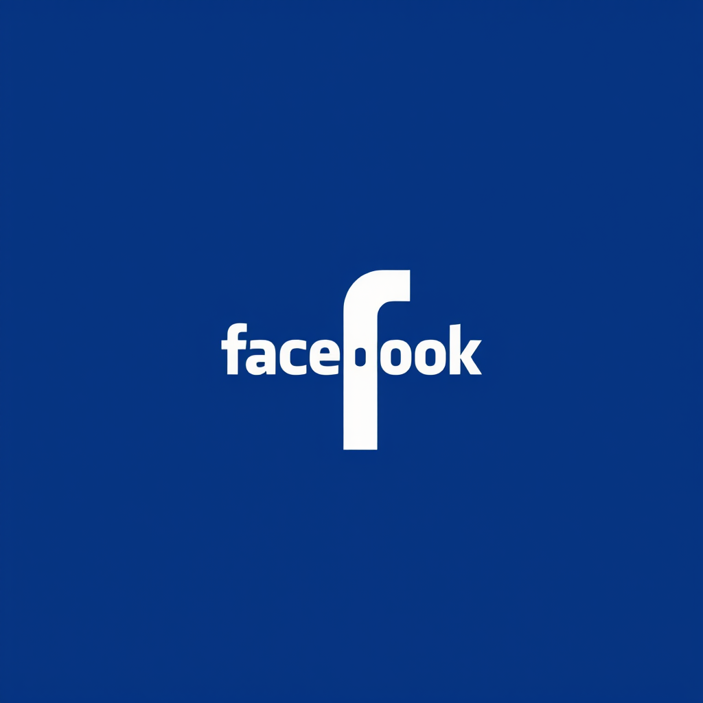 Create a high-resolution image of the Facebook logo, centered with a solid blue background, using a DSLR camera at f/2.8, ISO 100, 50mm lens, with a professional studio lighting setup for even illumination.