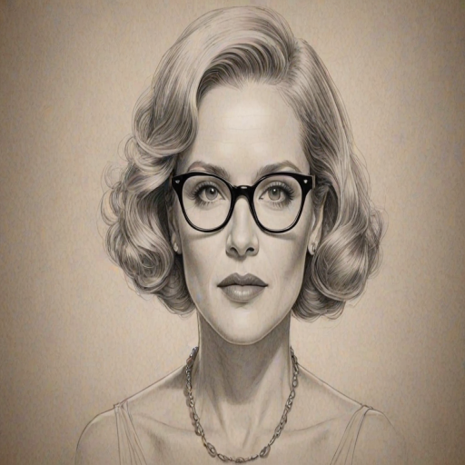 Stunning Penelope Ann Miller, pencil sketch, portrait of Enchanting woman 1932s in glasses, hair style beatnik, outline, clear lines, fine lines, 8k
