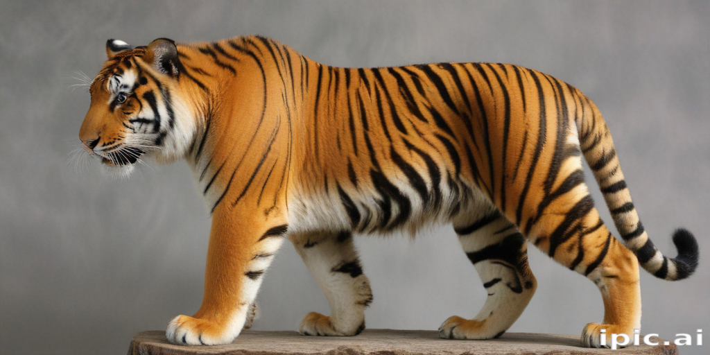 Pure Tiger A Majestic Tiger Striding Gracefully Against a Soft Neutral Background.
