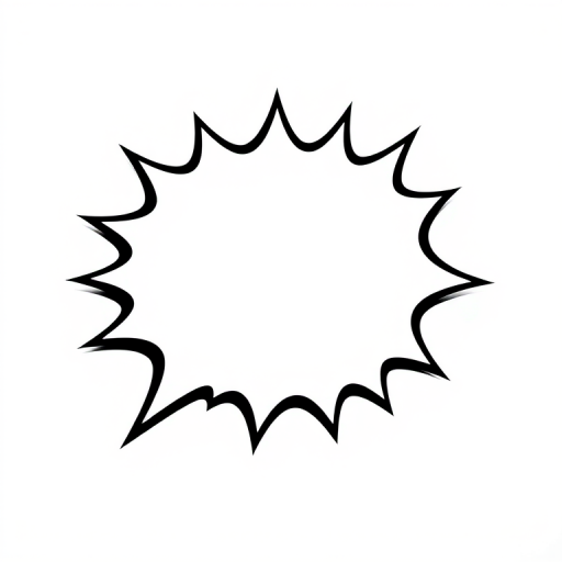 Create a sharp and vibrant comic-style speech bubble with a starburst shape, captured using a DSLR camera at f/8 aperture, ISO 100, 50mm lens, focus on the outline, in high resolution, with a clean white background.