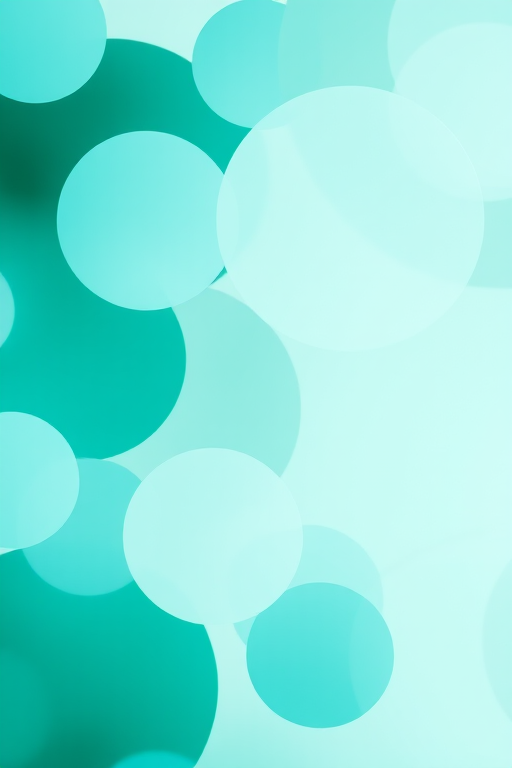 create an abstract background with overlapping translucent circles in shades of teal and turquoise, incorporating a gradient blend of soft greens and blues, 50mm lens, f/2.8 aperture, ISO 100, shot from a slight angle to create depth, using a DSLR camera in natural light to enhance image quality