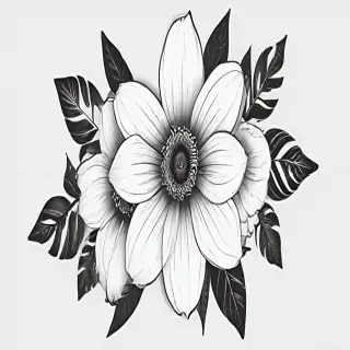 black and white flower png