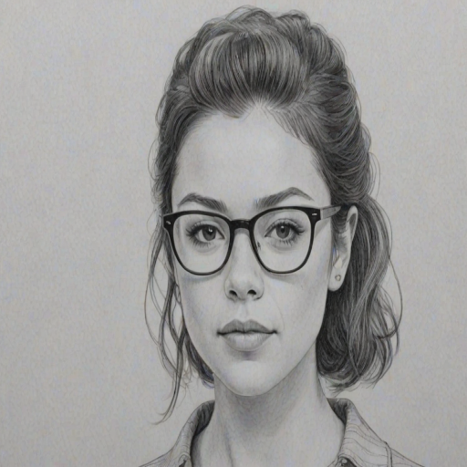 Enchanting Tatiana Maslany, pencil sketch, portrait of Delightful woman 1962s in glasses, hair style beatnik, outline, clear lines, fine lines, 8k