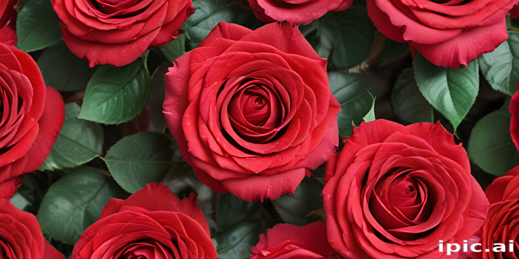 A Beautiful Arrangement of Lush Red Roses Surrounded by Green Leaves.