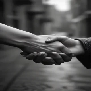 handshake black and white