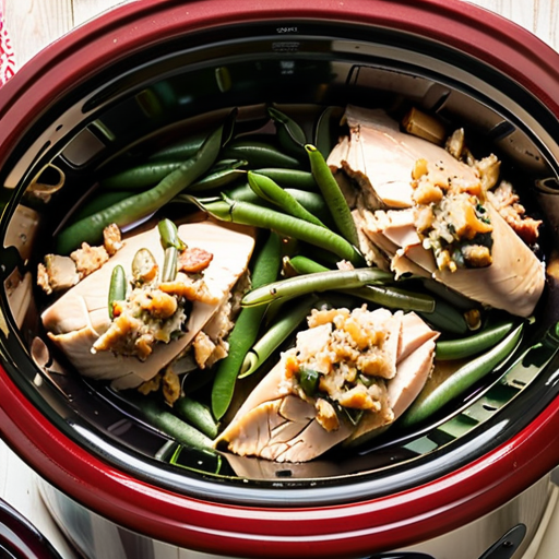 crockpot chicken and stuffing with green beans