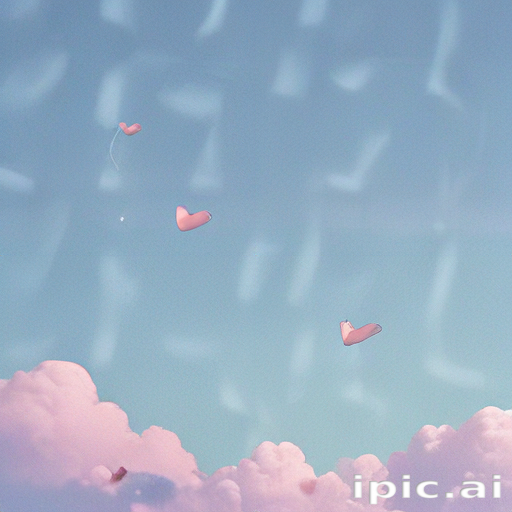 Delicate Pink Hearts Floating Gracefully Among Soft, Dreamy Clouds in ...