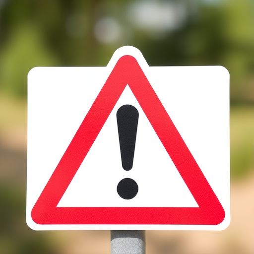 Create a high-resolution warning symbol with a red triangular shape and a black exclamation mark in the center, using a DSLR camera with a 50mm lens, aperture set to f/2.8, ISO 100, shot from a straight-on view with natural lighting to enhance clarity and contrast.