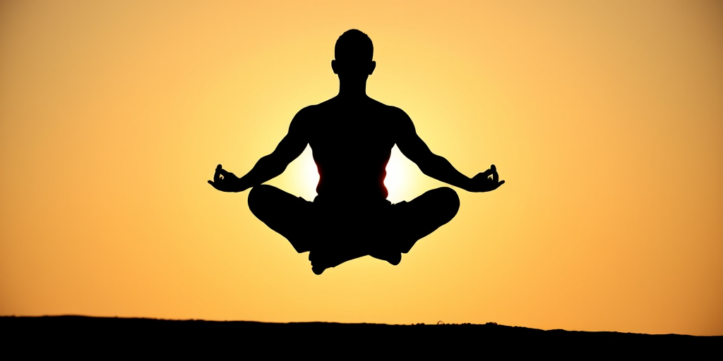 Create a high-contrast silhouette of a meditating man in a lotus position against a soft gradient background, using a Canon EOS R5 camera with a 50mm f/1.8 lens at f/4, ISO 100, and a shallow depth of field.