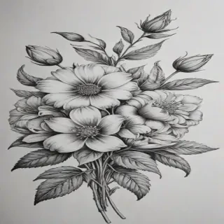 pencil drawing flowers