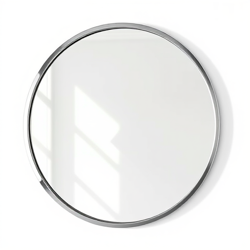 Create a high-resolution image of a modern oval mirror with a sleek silver frame, captured using a DSLR camera at f/2.8 aperture, ISO 100, in a soft natural light setting, with a focus on a clean white background to enhance reflection clarity.