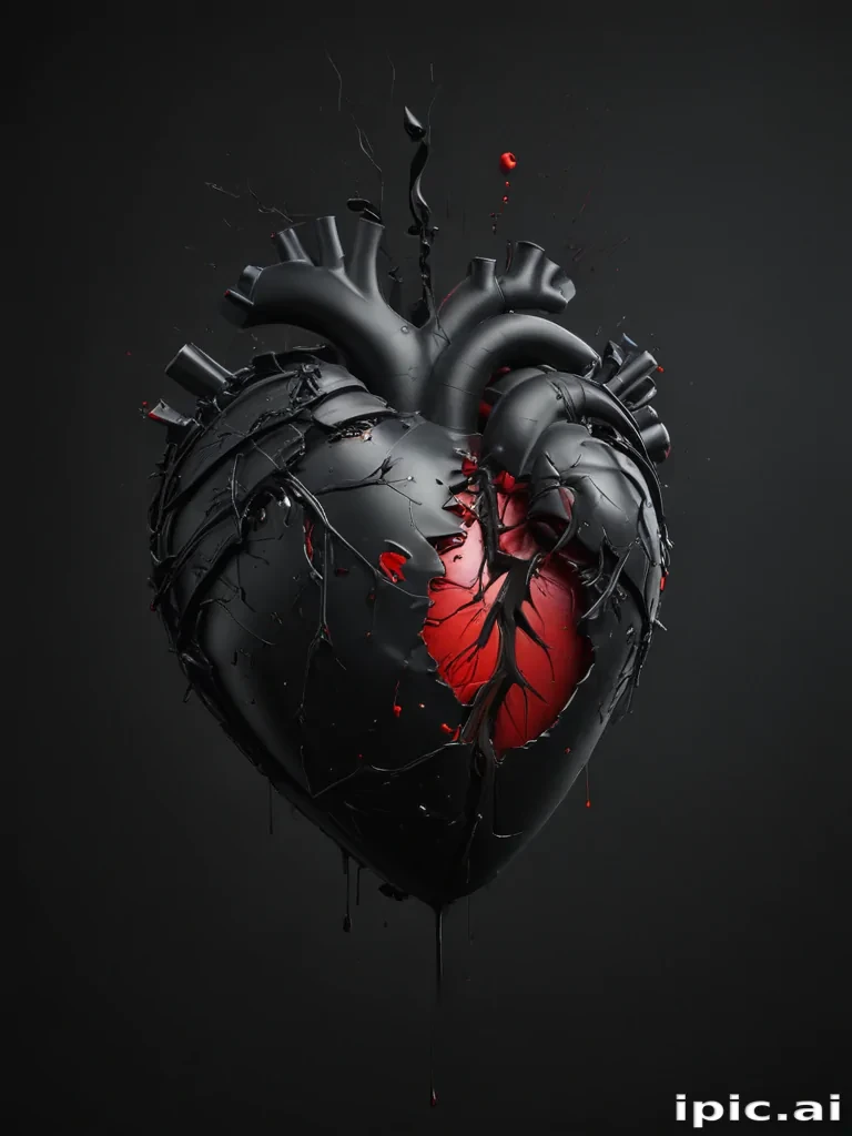 broken heart black background