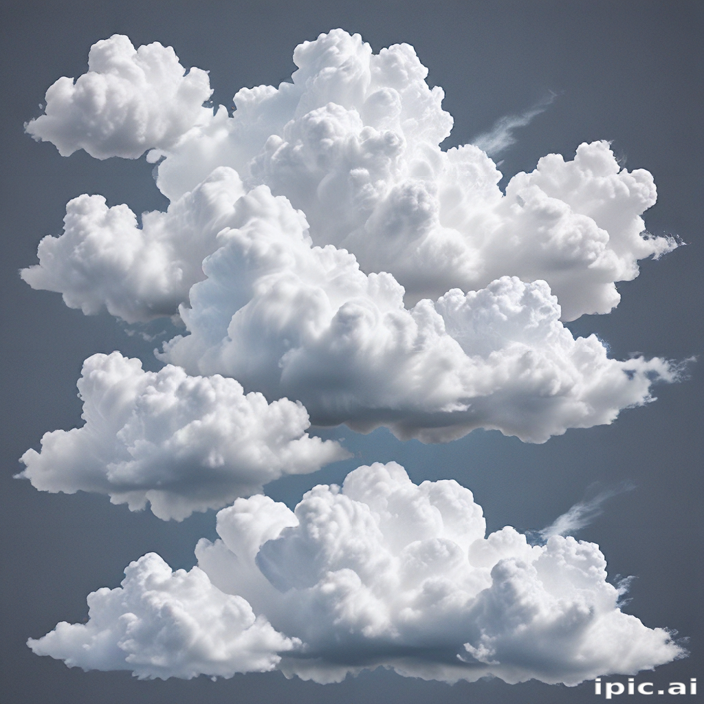 Fluffy White Clouds Floating Gracefully Against a Soft Blue Sky Background