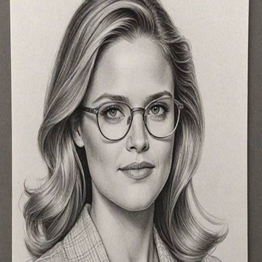 Gorgeous Maggie Lawson, pencil sketch, portrait of Dazzling woman 1943s in glasses, hair style beatnik, outline, clear lines, fine lines, 8k