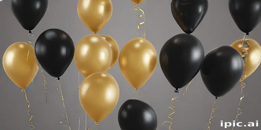 black and gold balloons png