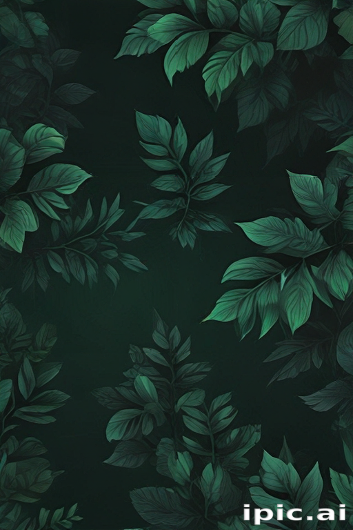 Elegant Green Leaves Pattern on a Dark Background for Nature Lovers