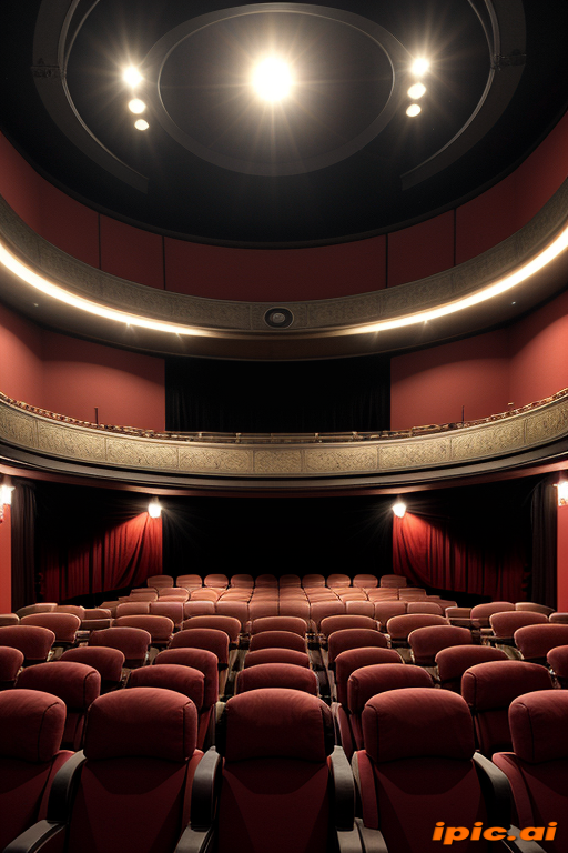 Elegant Interior of a Luxurious Theater with Red Velvet Seating