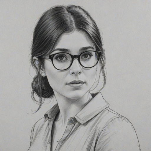 Beauteous Shiri Appleby, pencil sketch, portrait of Elegant woman 1961s in glasses, hair style beatnik, outline, clear lines, fine lines, 8k