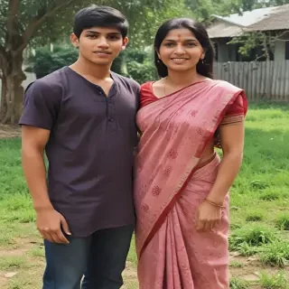 mom and son indian