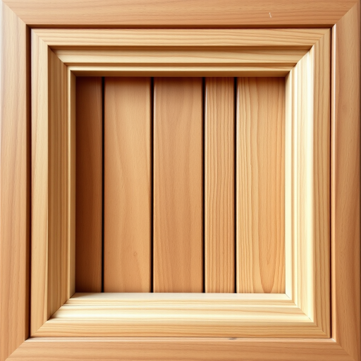 Create a wooden frame with a smooth, polished texture, featuring vertical planks and a warm brown color, shot with a DSLR camera at f/2.8, ISO 100, 50mm lens, natural lighting, in a close-up view to enhance detail and quality.
