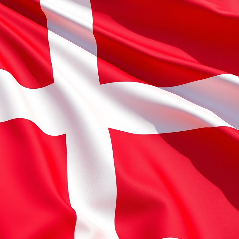 The Waving Flag Of Denmark Featuring Its Iconic Red And White Cross Design The Waving Flag Of Denmark Featuring Its Iconic Red And White Cross Design