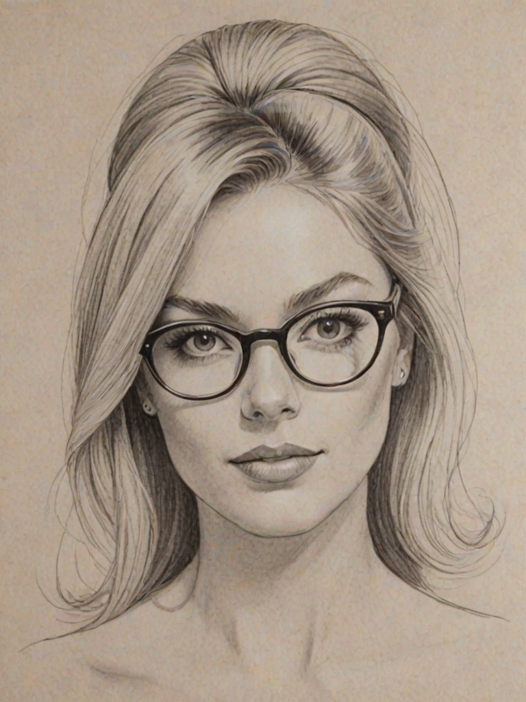 Detailed Portrait of a Young Woman with Glasses and Elegant Hair
