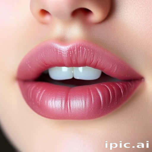 Frosted mauve "Iced Petal" lip lacquer with a high-shine finish and plumping peptides, creating the illusion of fuller, more voluminous lips